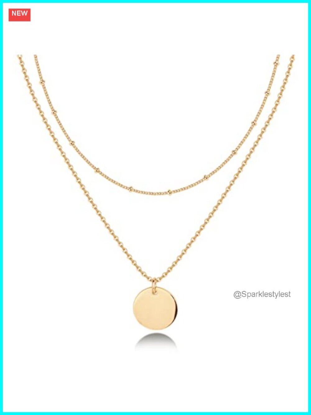 14K Gold Plated Layered Coin Pendant Necklace Women Cute Motif
